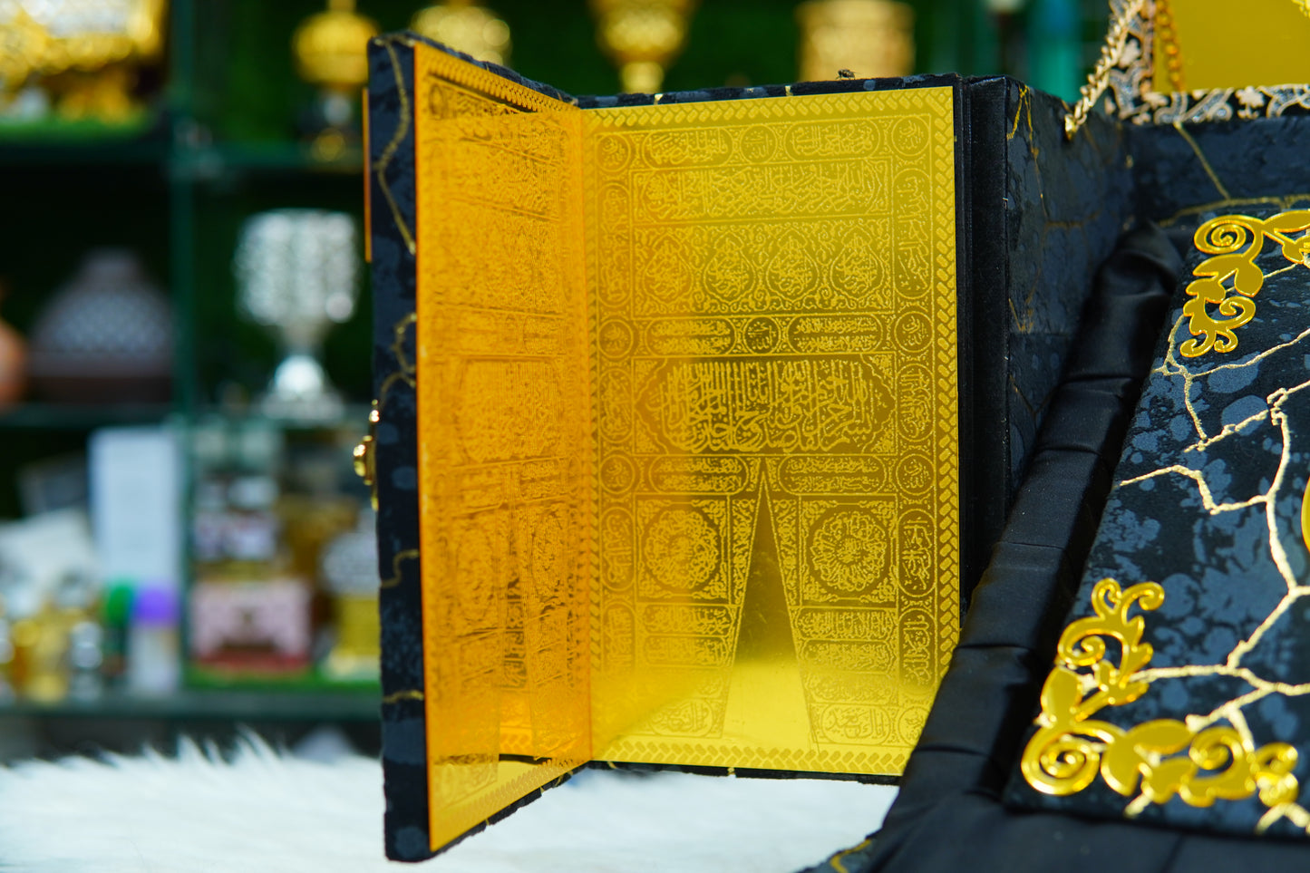 Antique Golden & Black Double Acrylic Khana Kaba Quran set
