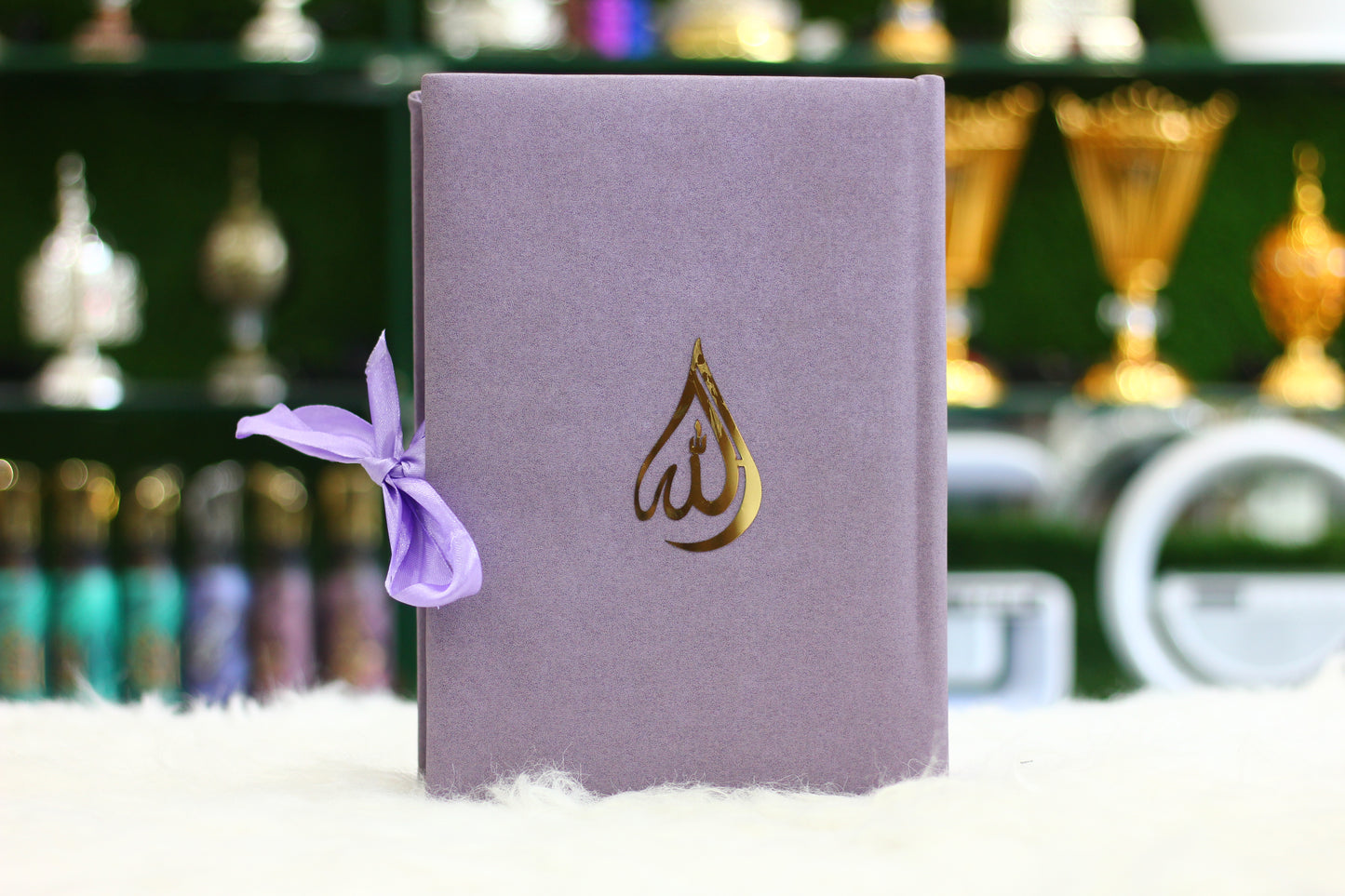 Purple Quran Pak with Ribbon Box and Fragrance Pages