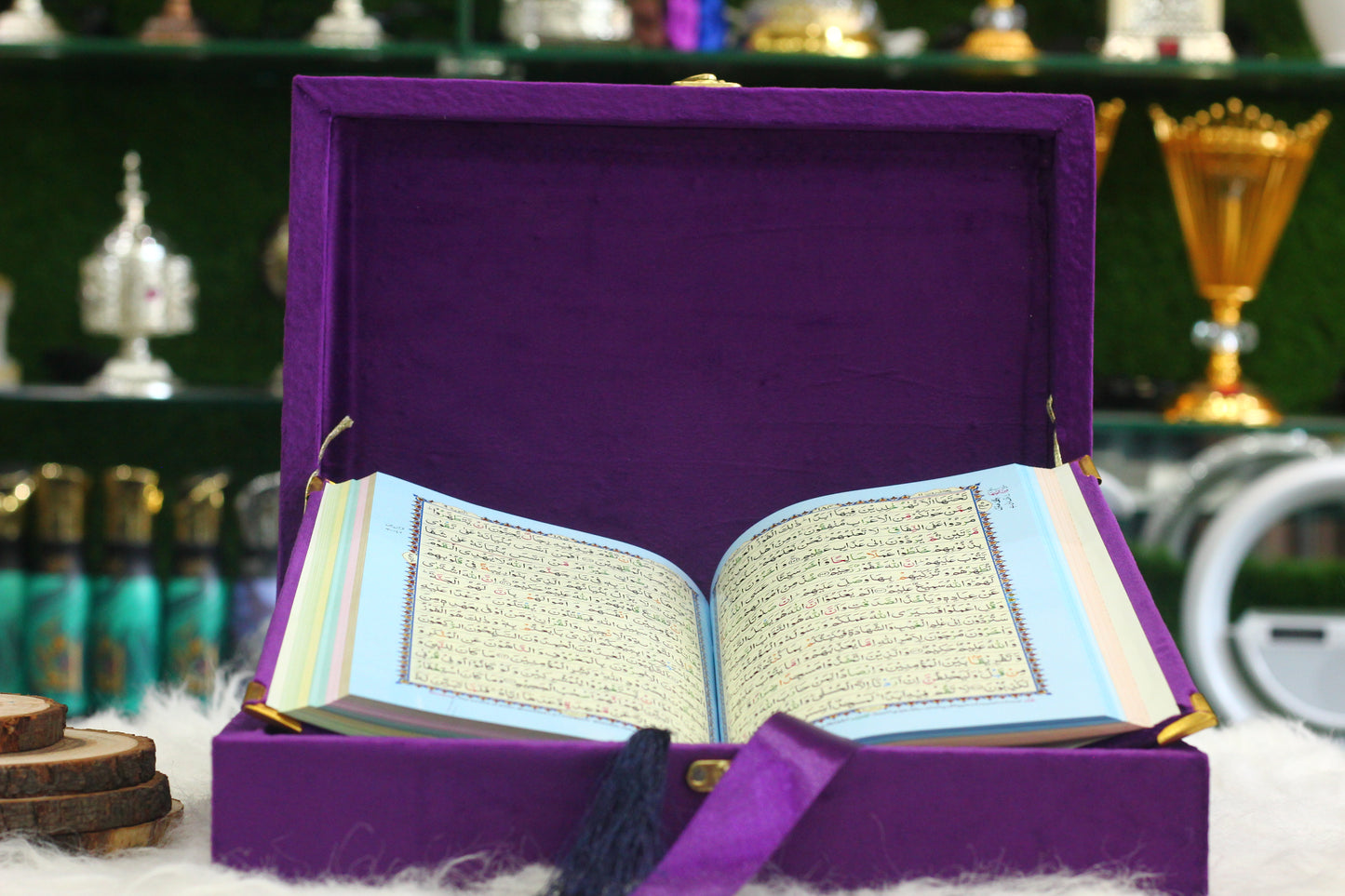 Purple Velvet Quran with Velvet Box - Royal Edition