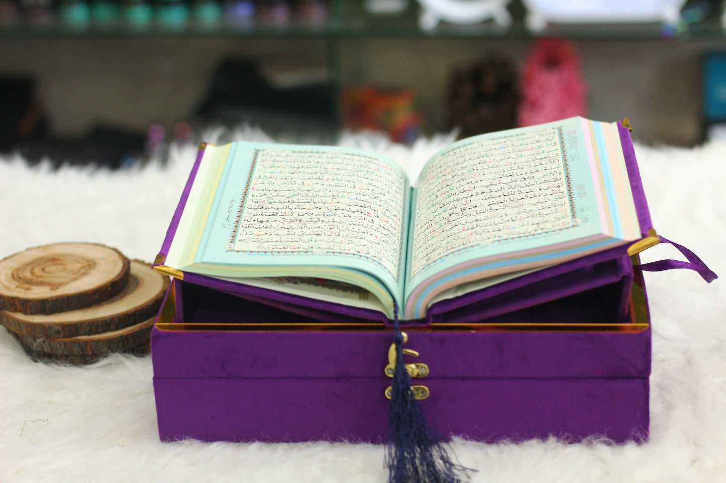 Purple Velvet Quran with Velvet Box - Royal Edition