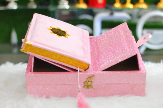 Pink Fragrance Quran with Glitter Wooden Box - Luxury Edition