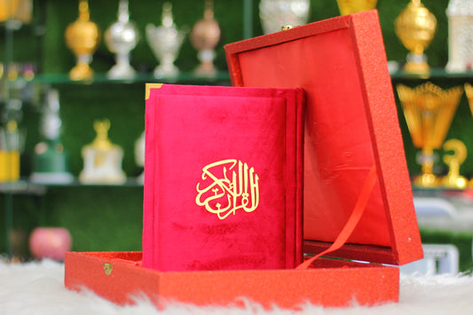 Red Fragrance Quran with Glitter Wooden Box - Luxury Edition