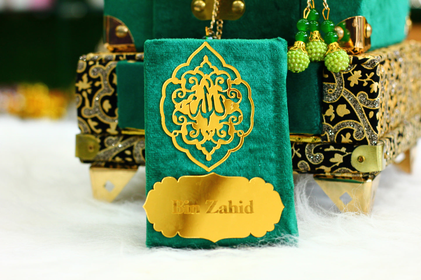 Green Gumbad Box Quran with Tasbih - A Sacred Package for Your Spiritual Growth