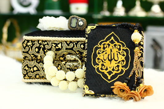 Black Fancy Briefcase Quran Pak with Tasbih Counter - A Sophisticated Package for Your Spiritual Journey