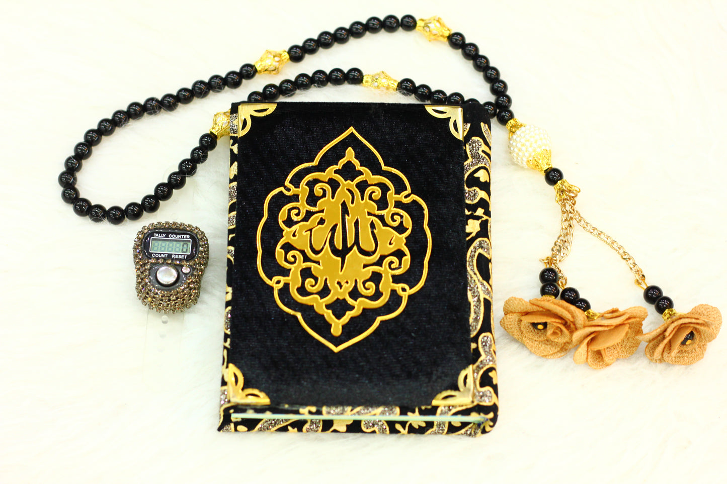 Black Fancy Briefcase Quran Pak with Tasbih Counter - A Sophisticated Package for Your Spiritual Journey