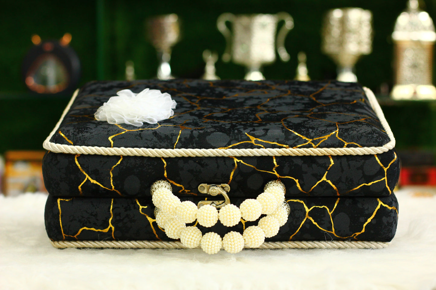 Black Lightning Print Briefcase Box Quran - A Bold and Sophisticated Way to Carry Your Faith