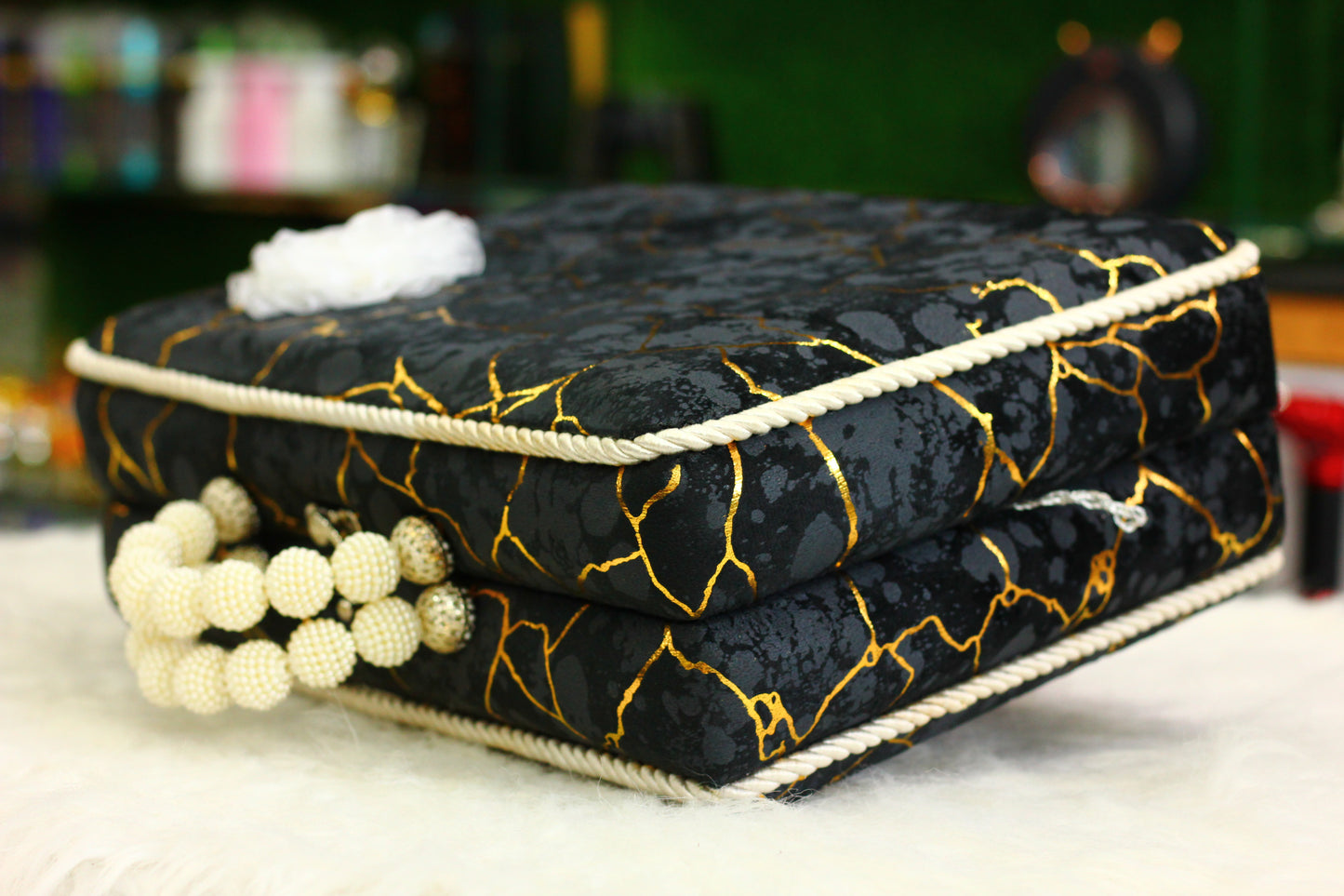 Black Lightning Print Briefcase Box Quran - A Bold and Sophisticated Way to Carry Your Faith