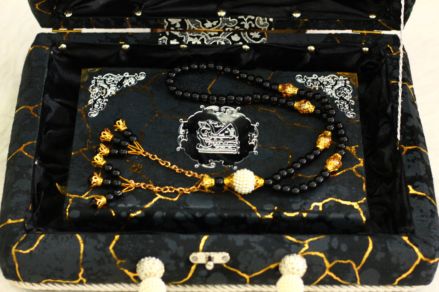Black Lightning Print Briefcase Box Quran - A Bold and Sophisticated Way to Carry Your Faith
