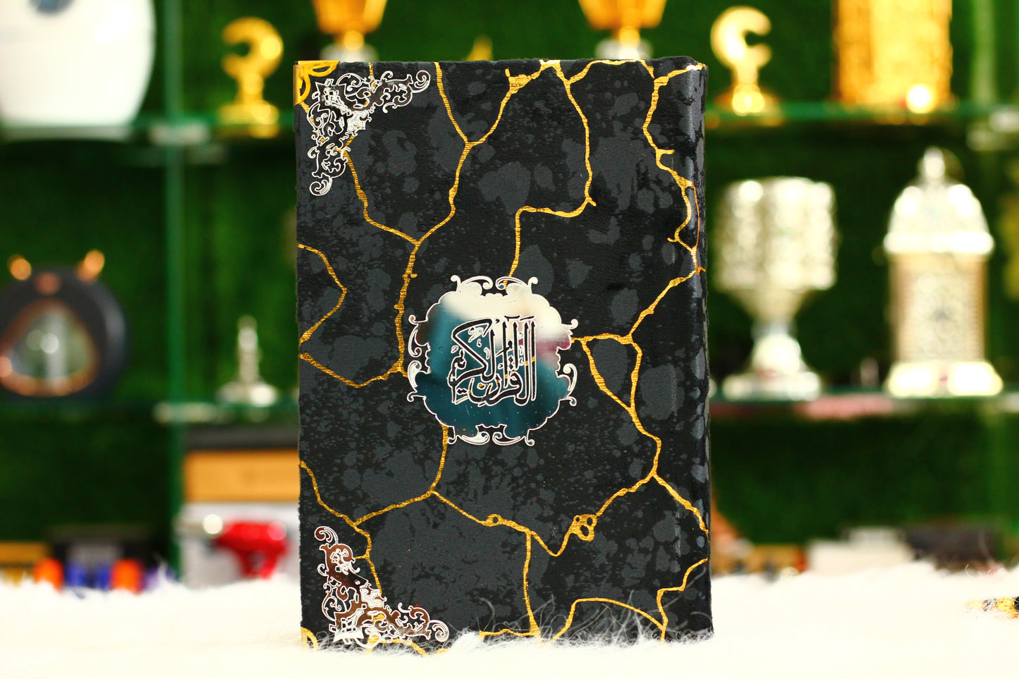 Black Lightning Print Briefcase Box Quran - A Bold and Sophisticated Way to Carry Your Faith