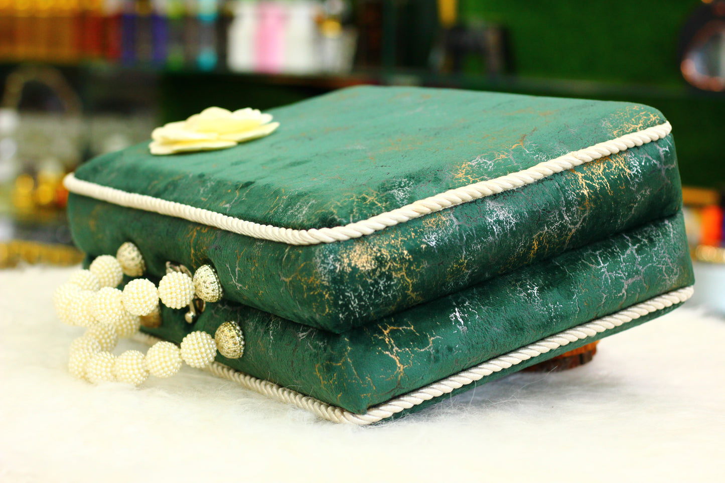 Dark Green Lightning Print Briefcase Box Quran - A Bold and Sophisticated Way to Carry Your Faith