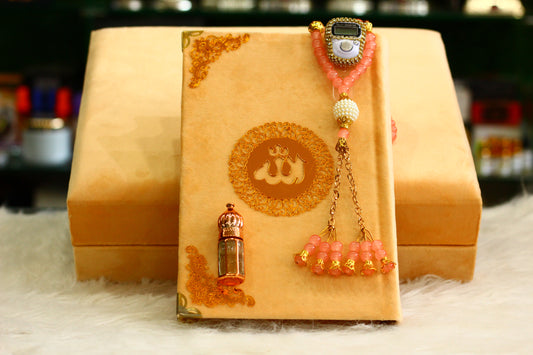Peach Color Quran Pak with Box - A Soft and Serene Way to Carry Your Faith