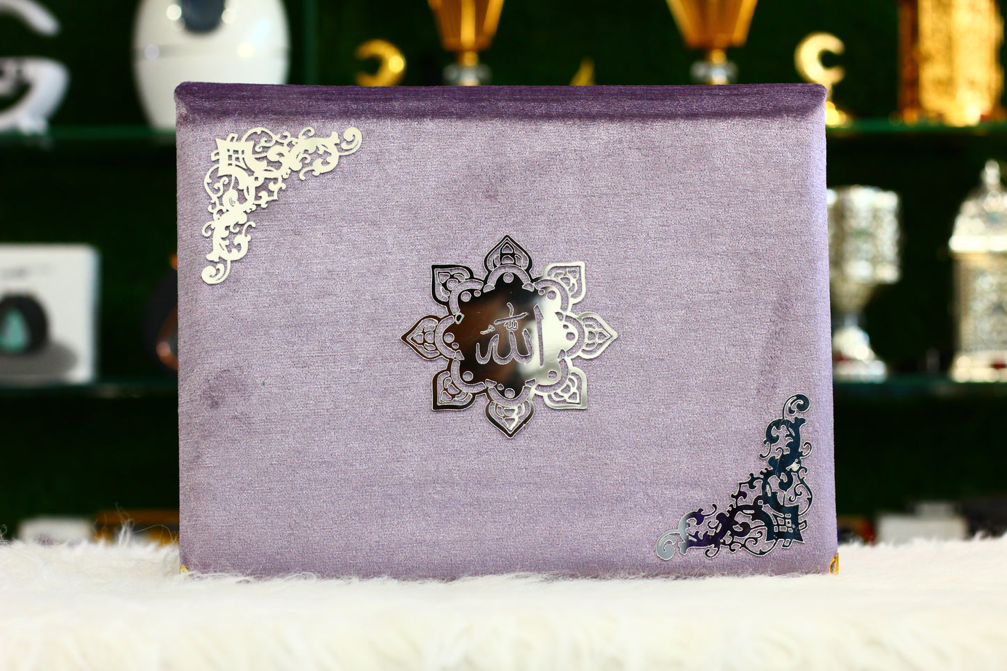 Purple Quran Pak with Fancy Box Silver Border - A Luxurious and Elegant Way to Treasure Your Faith