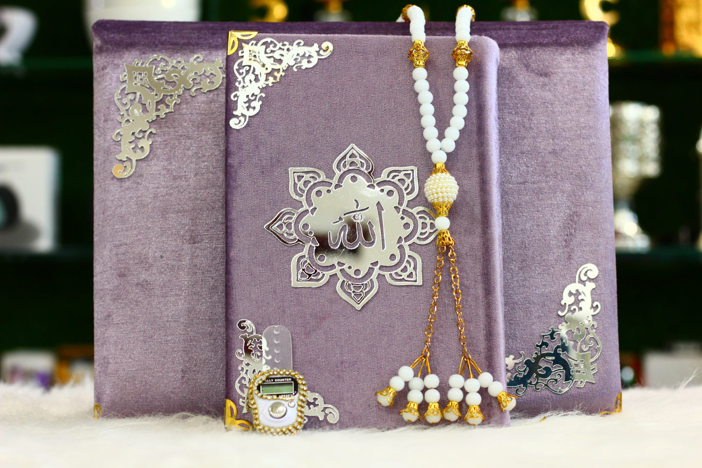 Purple Quran Pak with Fancy Box Silver Border - A Luxurious and Elegant Way to Treasure Your Faith