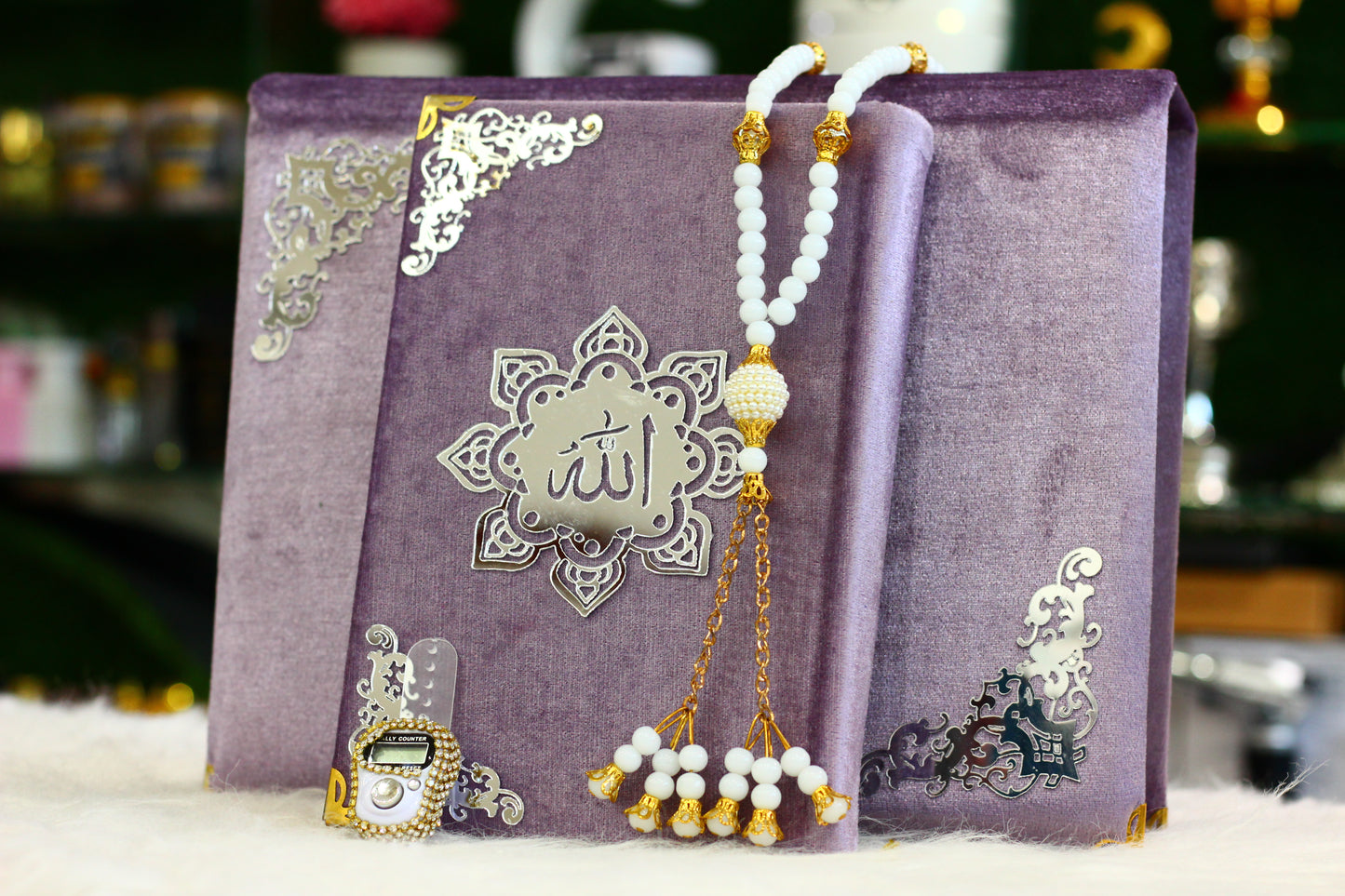 Purple Quran Pak with Fancy Box Silver Border - A Luxurious and Elegant Way to Treasure Your Faith