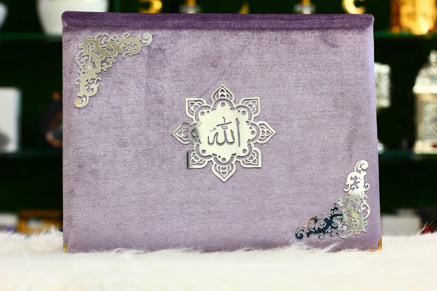 Purple Quran Pak with Fancy Box Silver Border - A Luxurious and Elegant Way to Treasure Your Faith