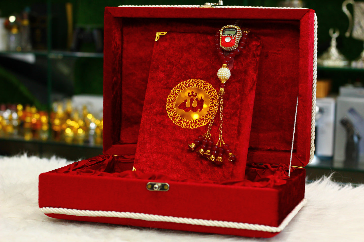Red Quran Pak with Box and Tasbih Counter - A Complete and Elegant Way to Enhance Your Prayer