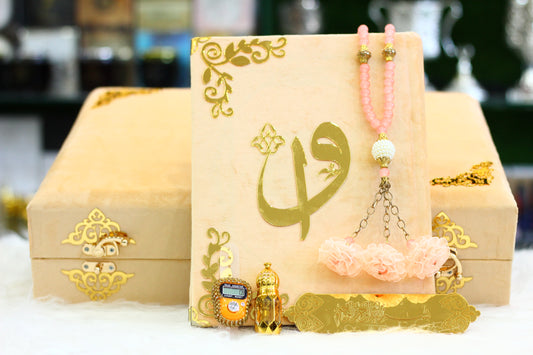 Peach Bridal Quran Pak Set with Jaynamaz - Premium Edition