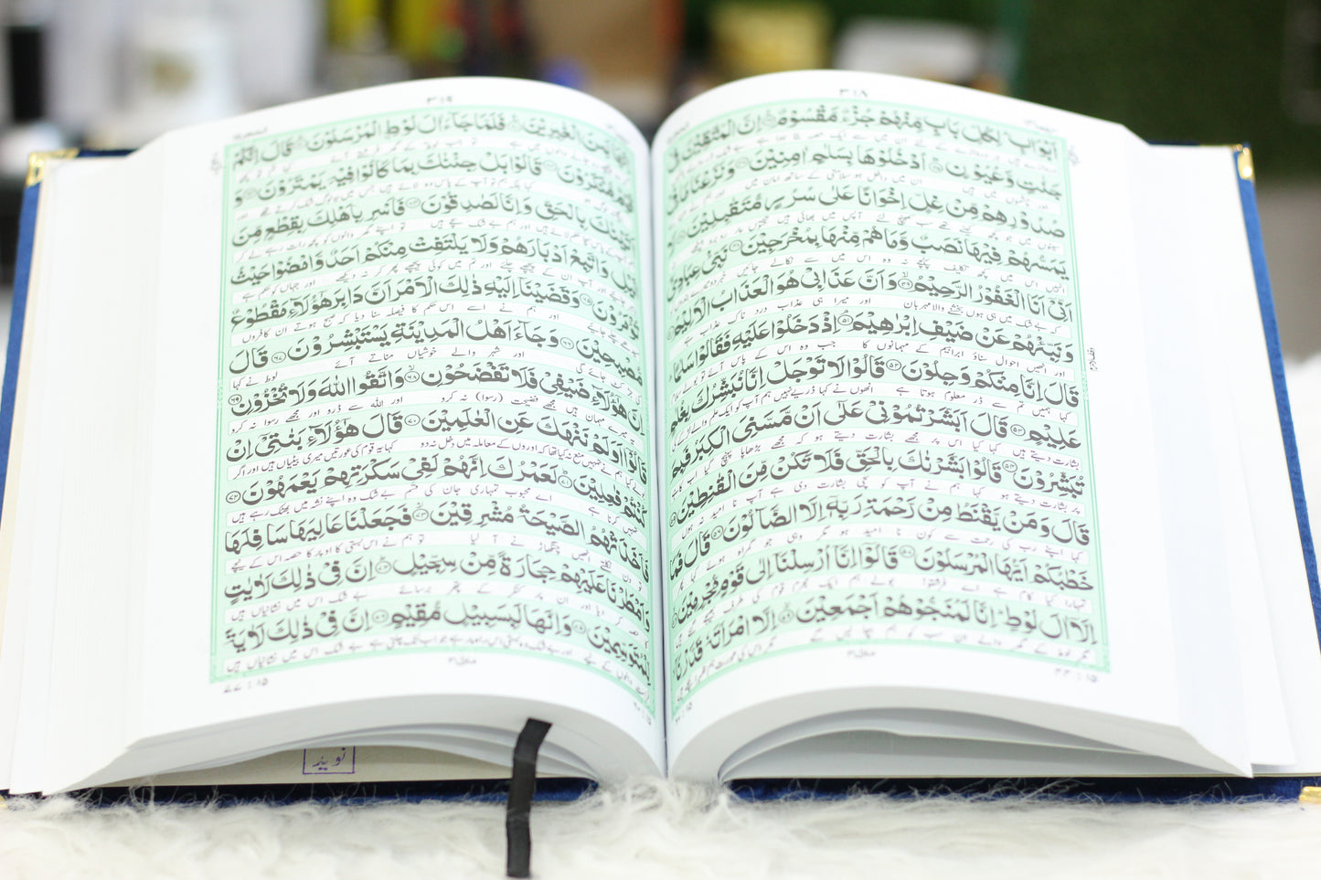 Blue Acrylic Box Quran Pak with Rehal, Tasbih, and Counter