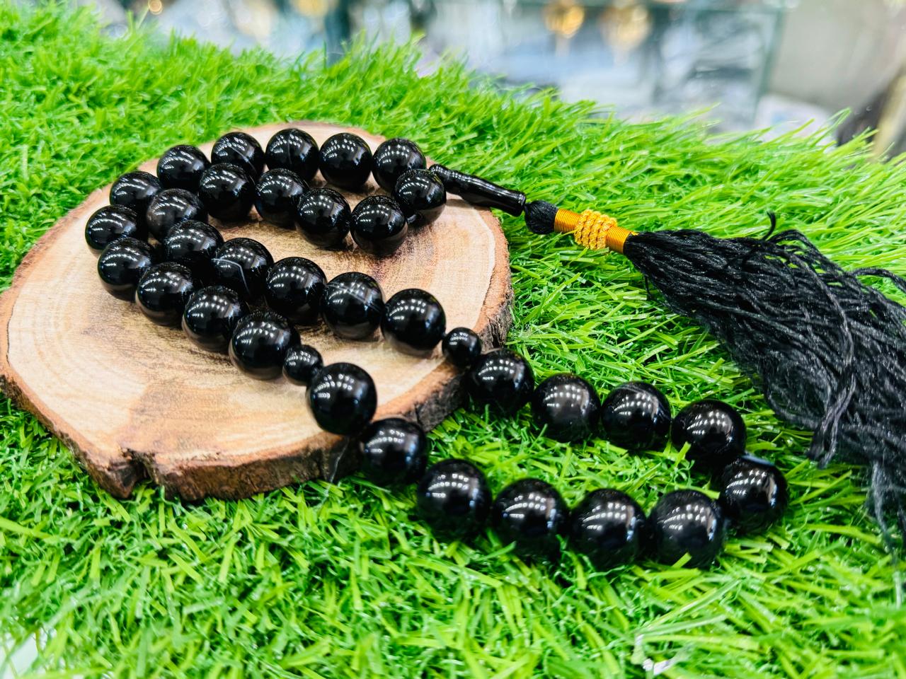 Black Aqeeq 15mm 33 Beads Tasbih - A Powerful and Elegant Companion