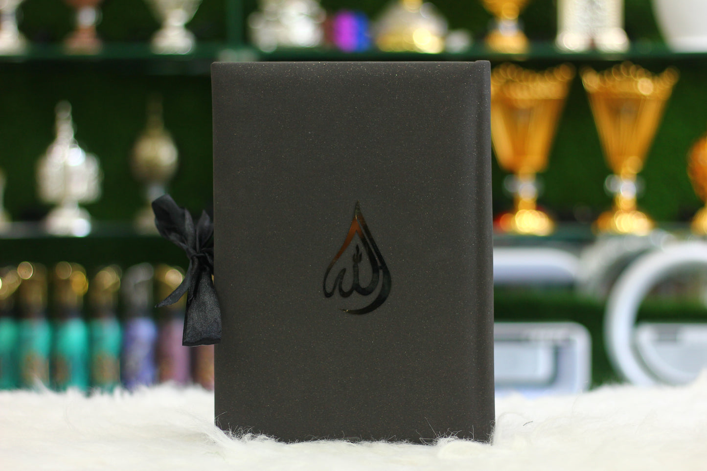 Black Quran Pak with Ribbon Box and Fragrance Pages