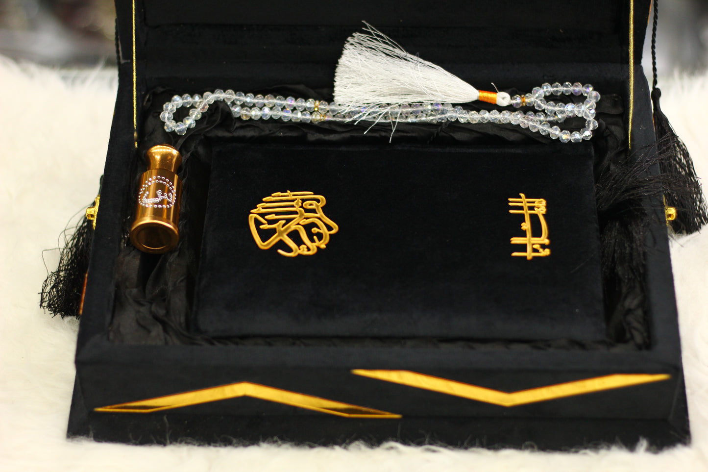 Black Quran with Tasbeeh, Attar, and Box - Premium Edition