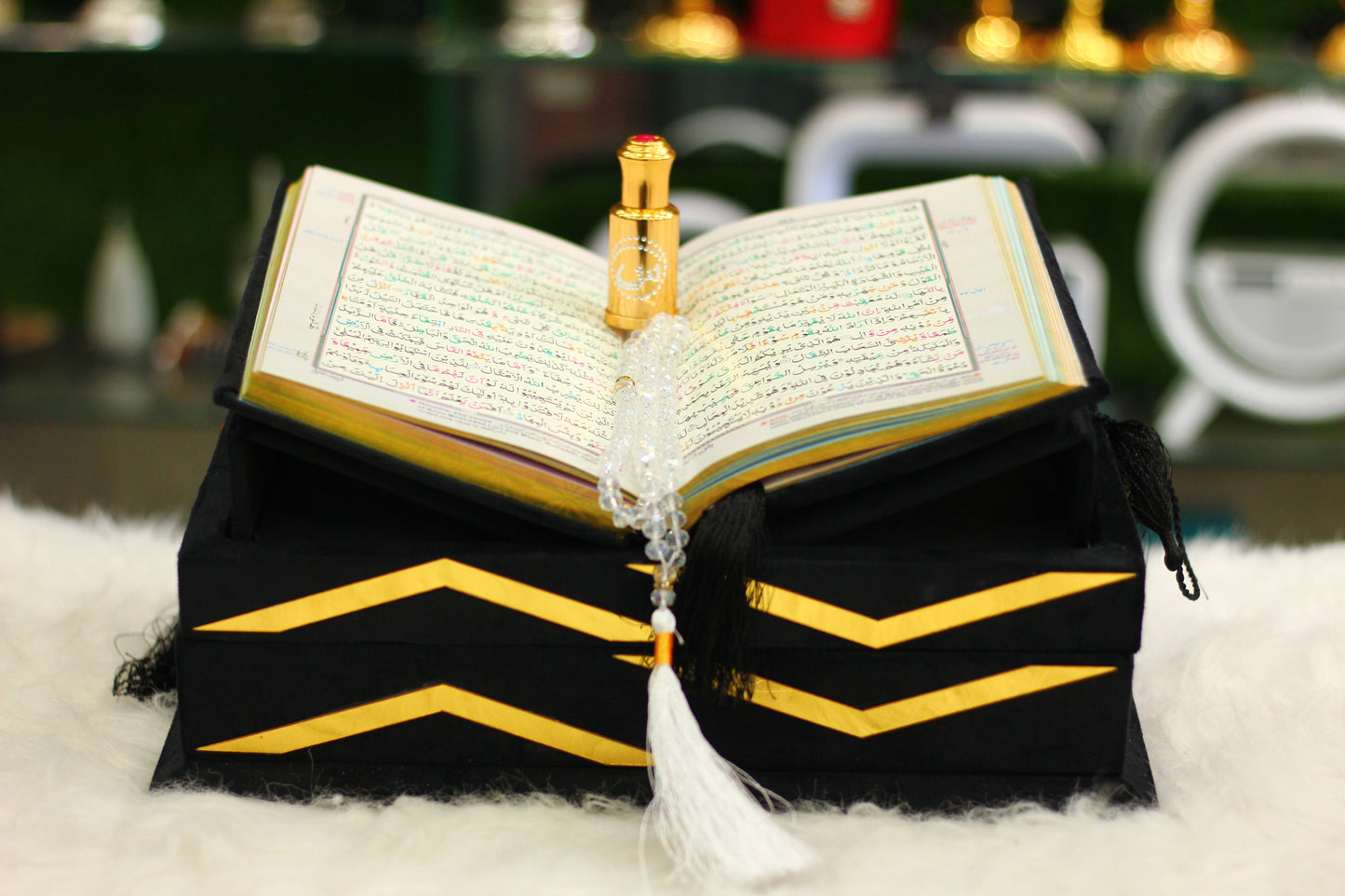 Black Quran with Tasbeeh, Attar, and Box - Premium Edition