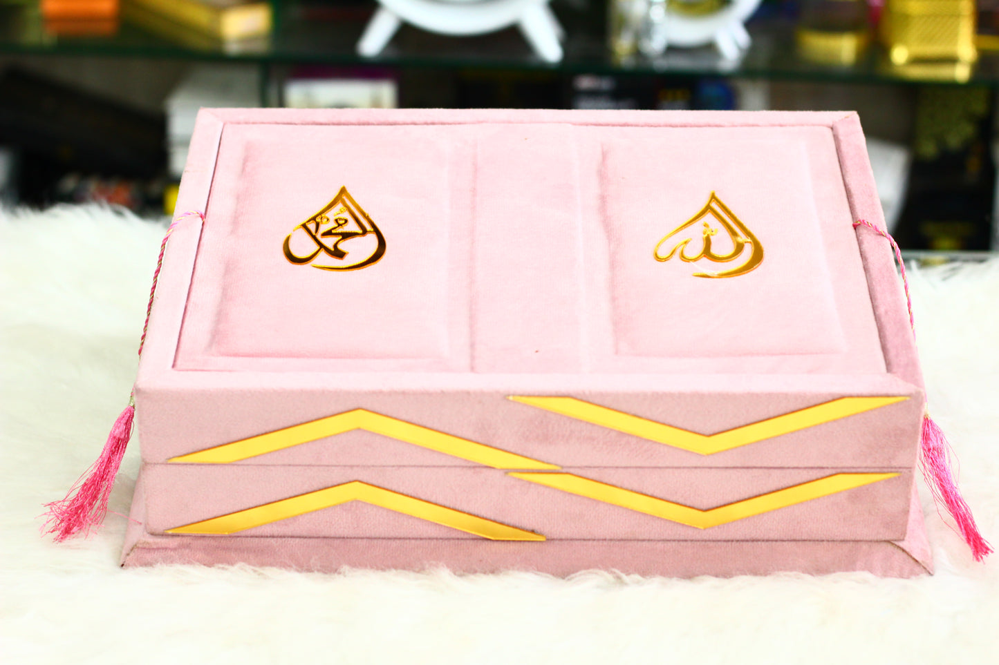 Pink Velvet Quran with Velvet Box - Royal Edition