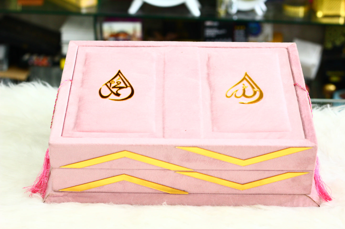 Pink Velvet Quran with Velvet Box - Royal Edition