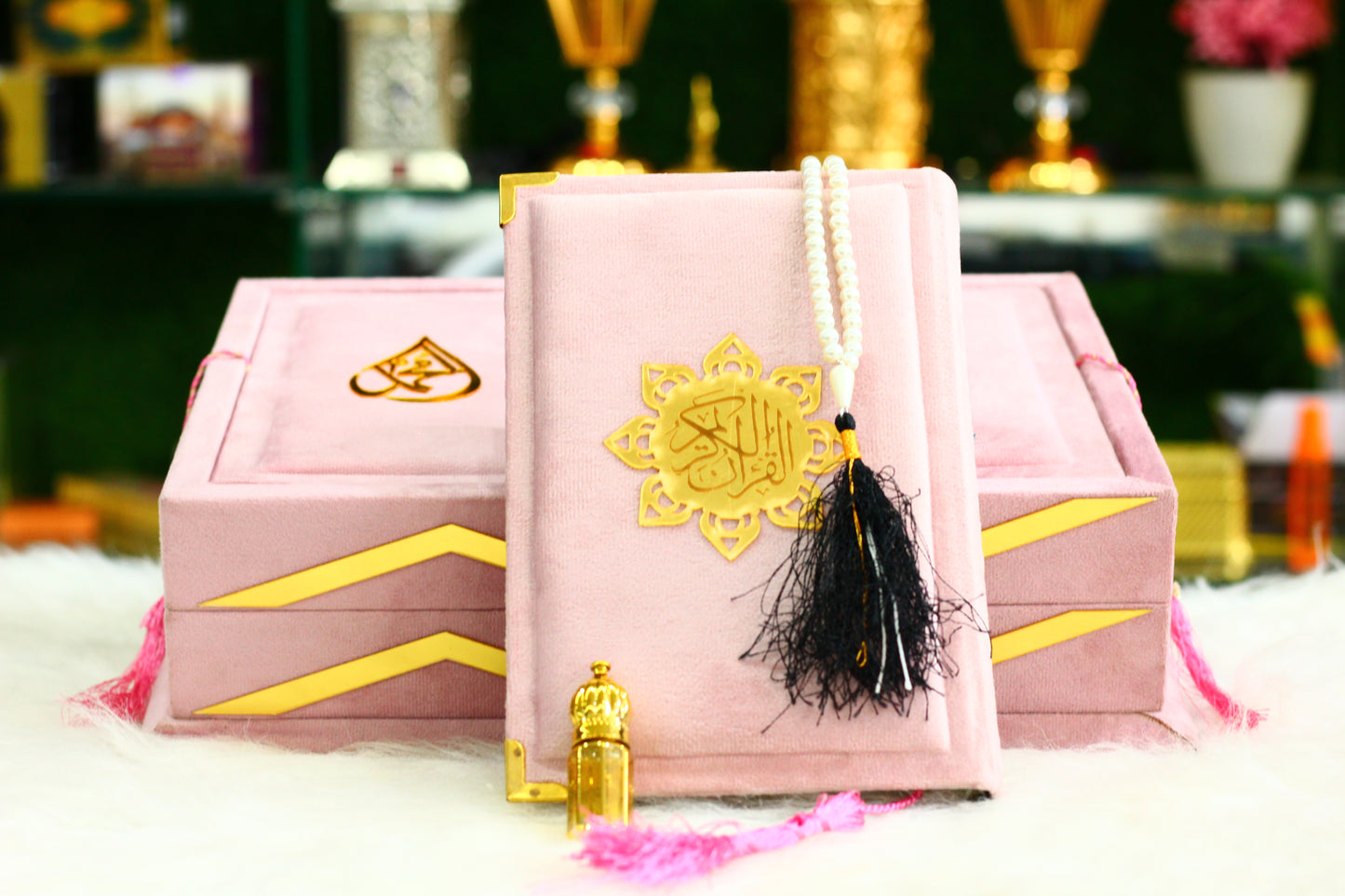 Pink Velvet Quran with Velvet Box - Royal Edition