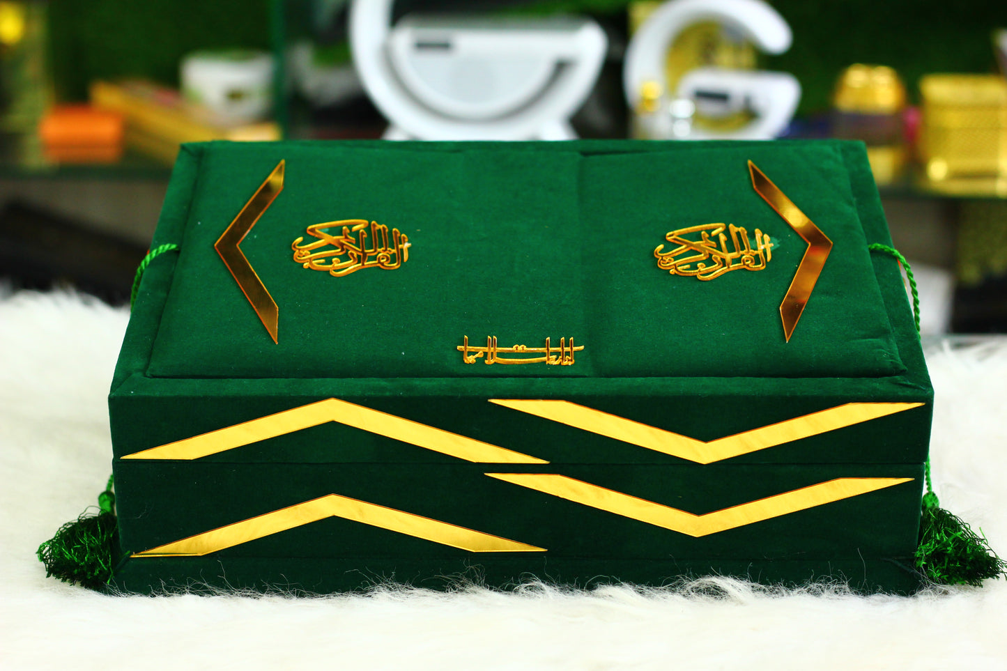 Green Quran with Tasbeeh, Attar, and Box - Luxury Edition