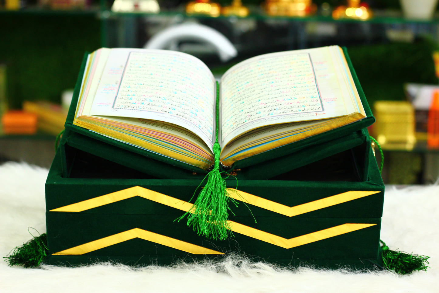 Green Quran with Tasbeeh, Attar, and Box - Luxury Edition