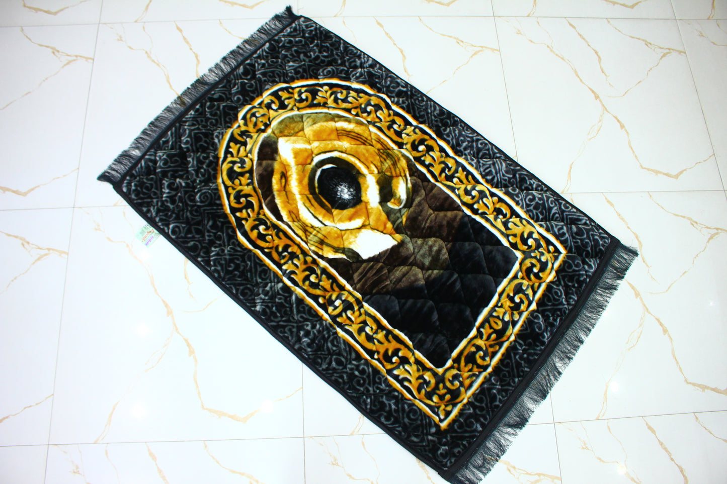 Hijra Aswad Design Foam and velvet Prayer Mat - Jaynamaz