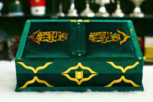 Green Quran Pak with Box, Counter, and Tasbih - A Sacred Package for Your Spiritual Growth