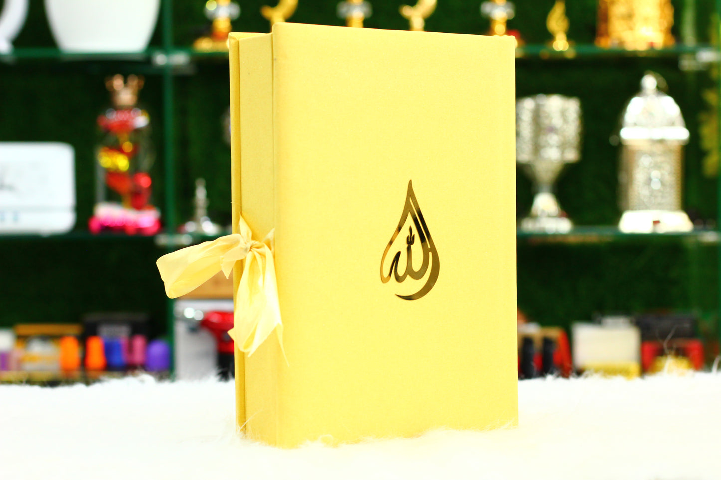 Yellow Quran Pak with Ribbon Box and Fragrance Pages