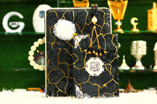 Black Lightning Print Briefcase Box Quran - A Bold and Sophisticated Way to Carry Your Faith