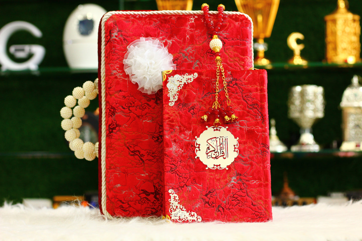 Red Lightning Print Briefcase Box Quran - A Bold and Eye-Catching Way to Carry Your Faith