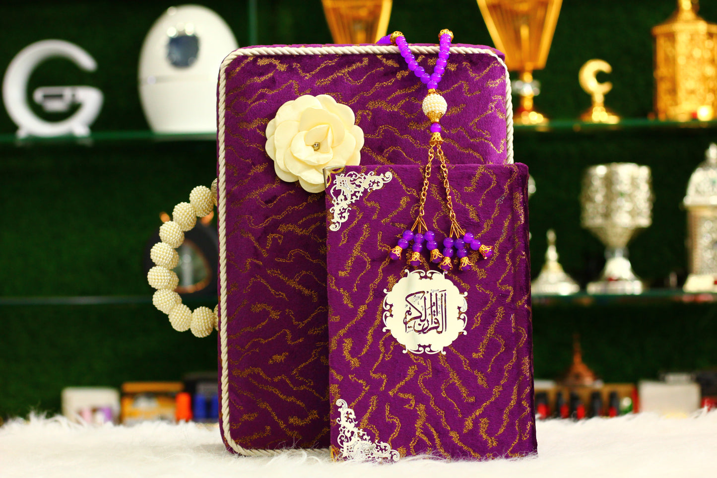 Purple Lightning Print Briefcase Box Quran - A Sweet and Stylish Way to Carry Your Faith