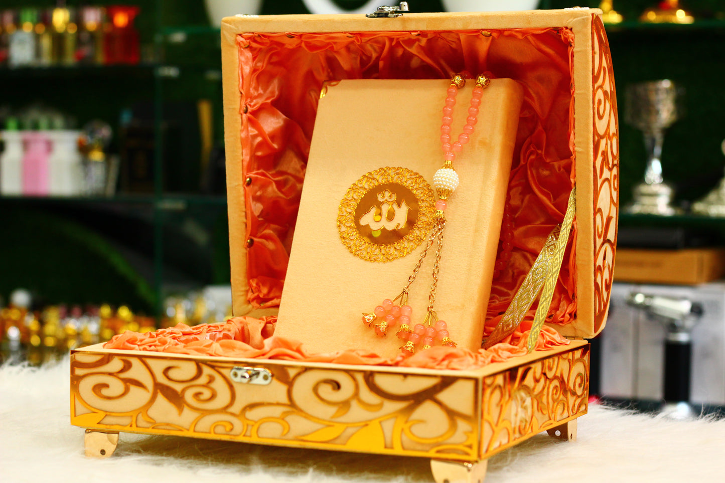 Peach Color Fancy Box Quran Pak - A Delightful and Elegant Way to Treasure Your Faith