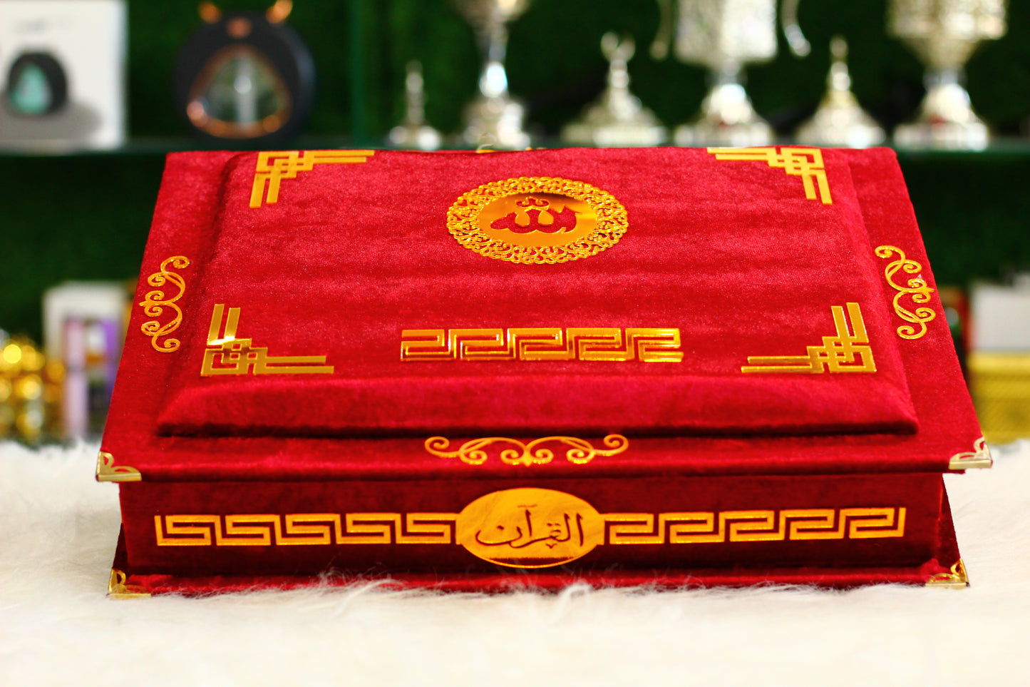 Red Quran Pak with Fancy Box Golden Border - A Luxurious and Elegant Way to Treasure Your Faith