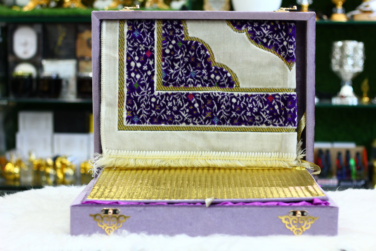 Purple Bridal Quran Pak Set with Jaynamaz - Premium Edition