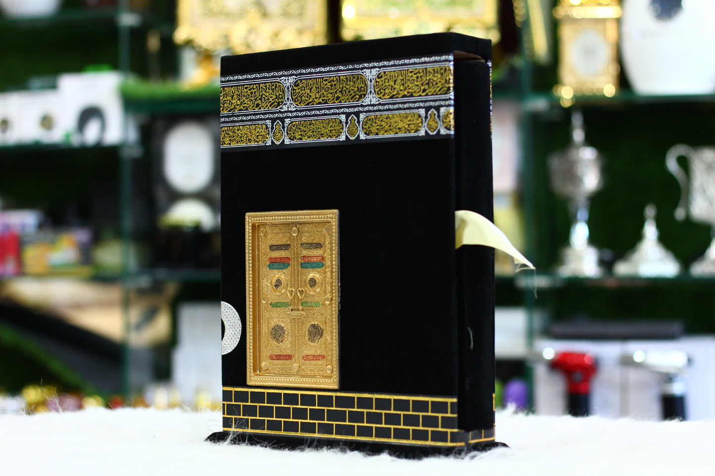 Ghilaf-e-Kaba Design Quran Pak with Stand Box