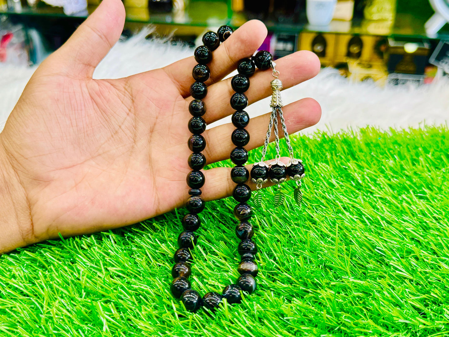 Natural Stone Black Aqeeq Tasbeeh 33 Beads - A Powerful Spiritual Companion